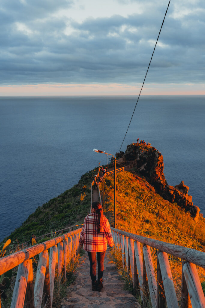 Girl standing at Ponta do Garajau in Madeira - Most beautiful viewpoints in Madeira